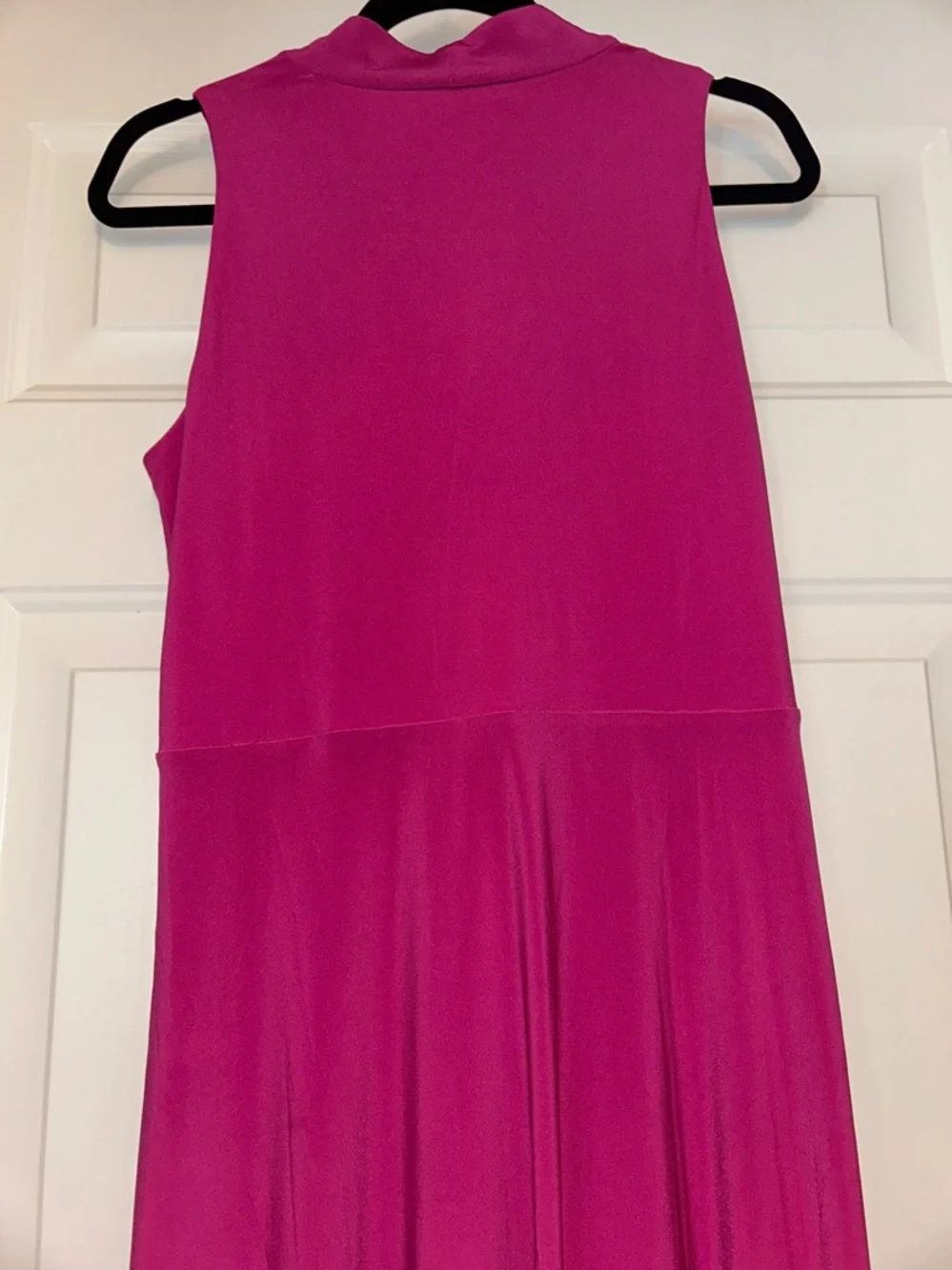 WHBM Sleeveless A-Line Midi Dress 10 Pink Wedding Office Travel Barbie Twist
